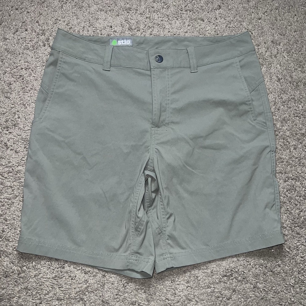 Stio Shorts Mens 32 Olive Green Coburn Hybrid Nylon Hiking Casual Outdoor Golf